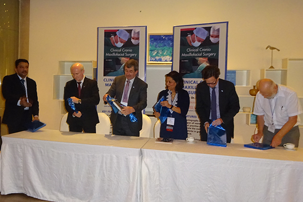 Prof. S. M. Balaji with Prof. Mossey, Prof. Walls, Prof. D’ Souza, Dr. Fox, and Prof. Tolar at the book release function